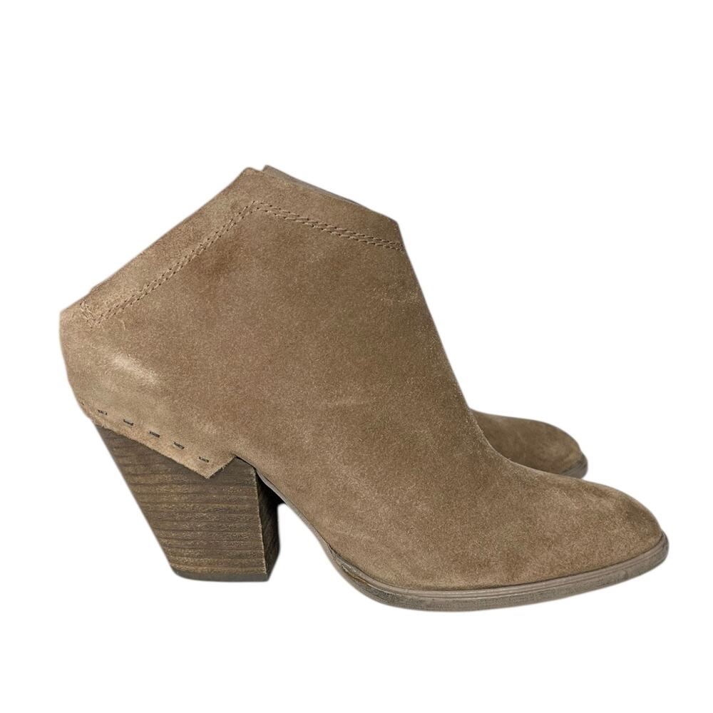 DOLCE VITA Women's SUEDE SLIP ON CLOG BOOTIES Tan Size 9.5 Suede - 3.5" Heel
